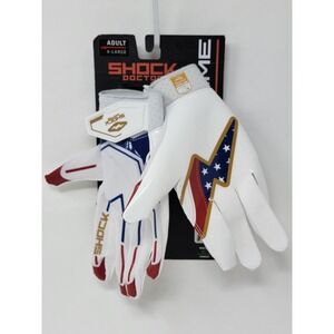 Shock Doctor SHOWTIME Adult Sz XL Receiver Gloves Stars & Stripes Red/White/Blue